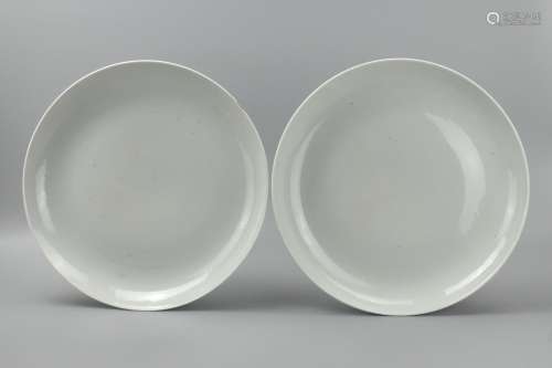 Pair of White Glazed Plates/ Chargers,19-20th C.