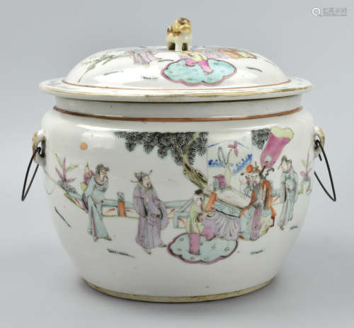 Chinese Famille Rose Jar & Cover w/ Figures,19th C