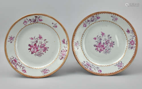 Pair of Chinese Export Carmine Plates,18-19th C.