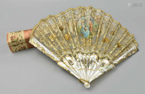 An Antique English Mother of Pearl Fan