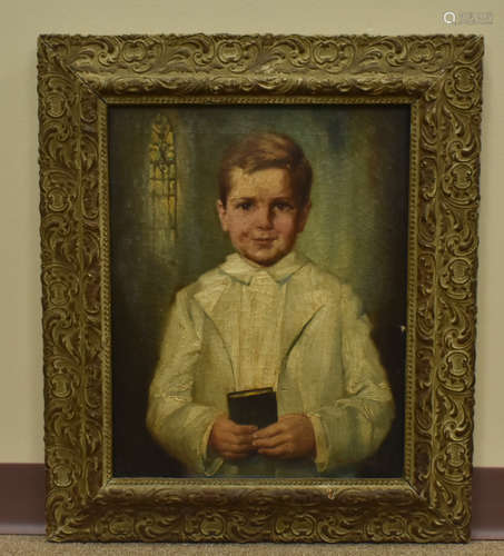 Oil Painting of a Pious Boy