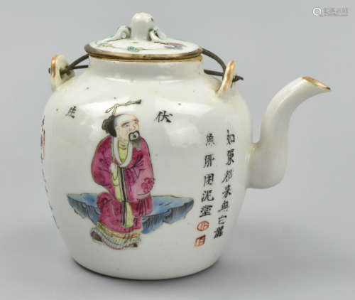 Chinese Famille Rose Teapot and Cover, 19th C.