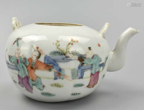 Chinese Famille Rose Teapot w/ Children, 19th C.