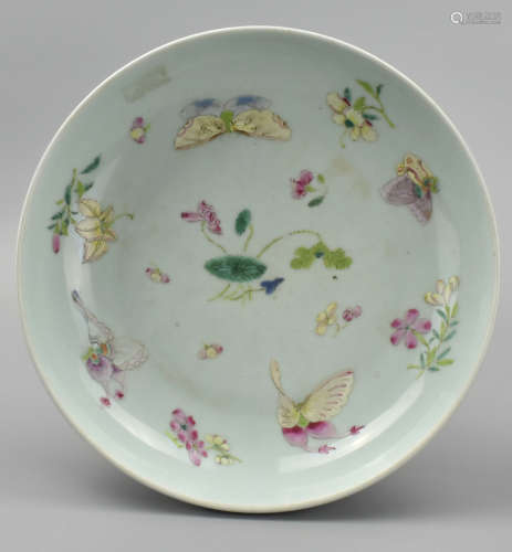 Chinese Famille Rose Plate w/ Butterfies, 19th C.