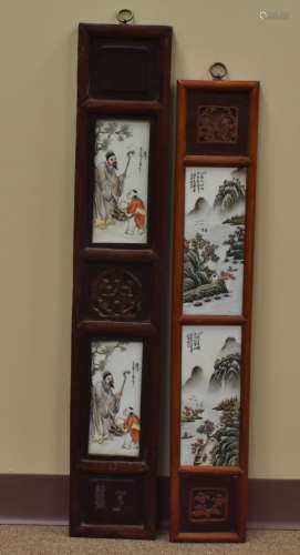 (2) Two Chinese Framed Porcelain Panels,20th C.