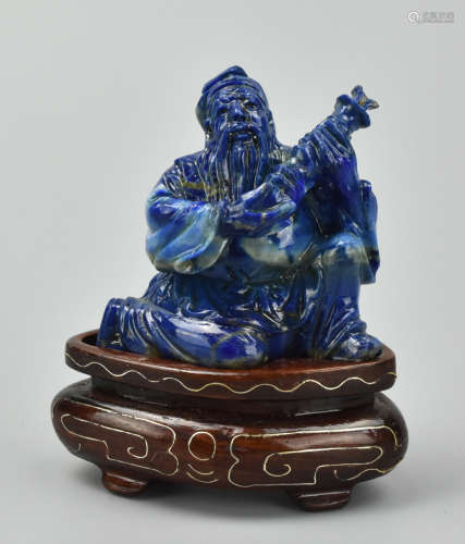Small Chinese Lapis Stone Carved Man Figure