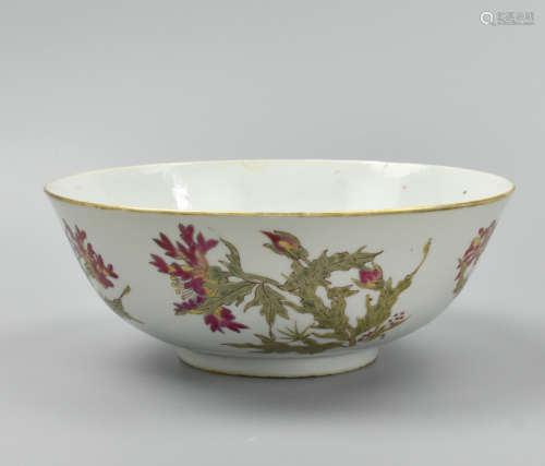 Chinese Famille Rose Bowl w/ Flowers,19th C.