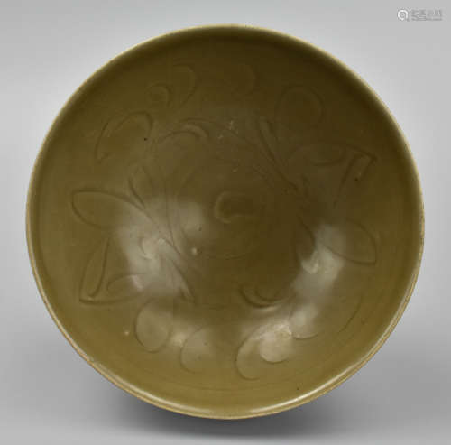 Chinese Carved LongQuan Ware Bowl,Yuan Dynasty