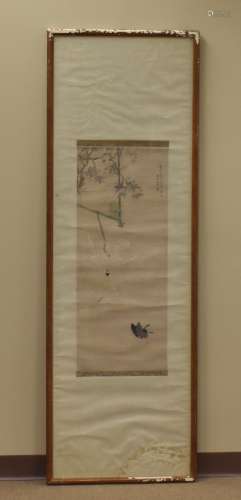 A Chinese Painting w/ Hawk Chasing a Butterfly