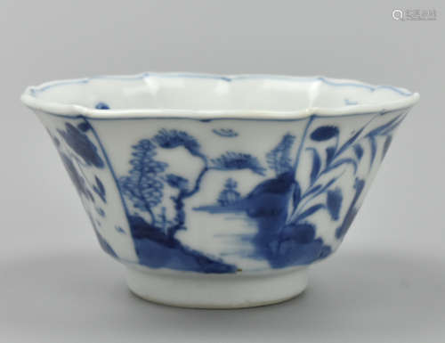 Small Chinese Hexagonal Blue & White Cup,Kangxi P.