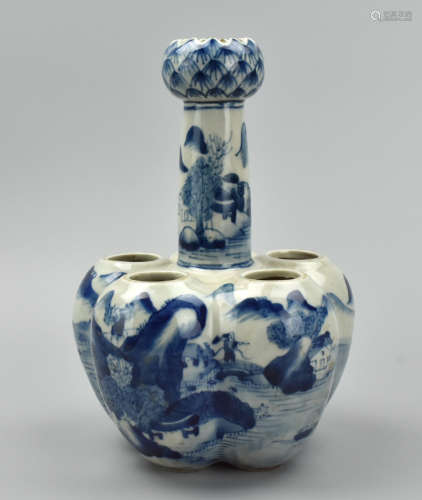 Chinese Blue & White Garlic Head Vase,19th C.