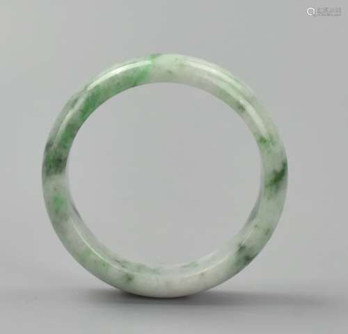 Chinese Marbled Green & White Jadeite Bracelet