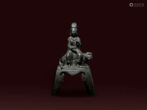 宋代  铜文殊骑狮造像