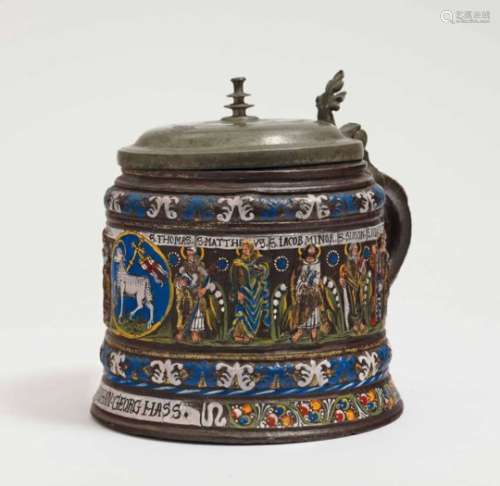 A Stoneware TankardCreussen, 2nd half of the 17th Century Brown, salt-glazed stoneware,