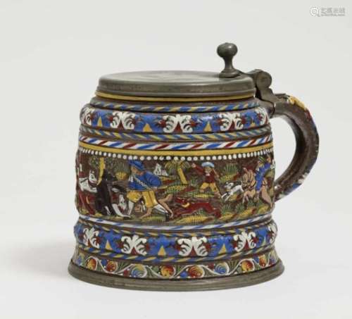 A Stoneware TankardCreussen, 2nd half of the 17th Century Brown, salt-glazed stoneware,