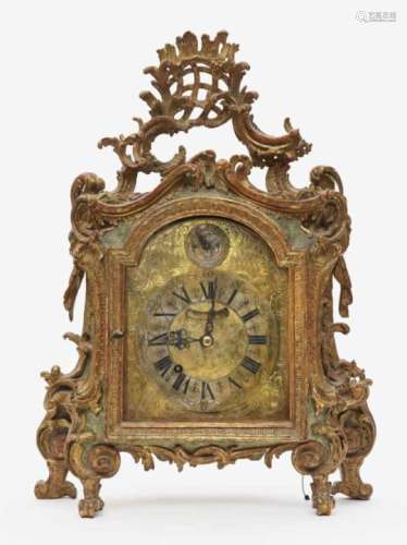 A Table ClockSouth German, 2nd half of the 18th Century, Johann Felix Härtl Elaborately carved, gilt