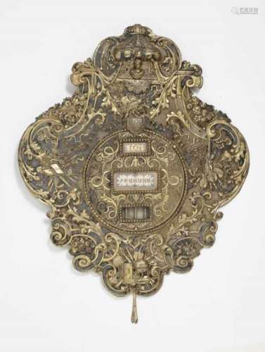 A Perpetual CalendarAugsburg, 1713 - 1717, Gabriel I Bessmann Silver, gold-plated. Quatrefoil