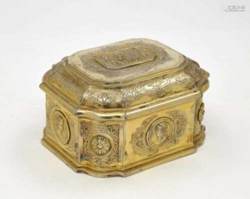 A Silver Box and CoverAugsburg, 1721 - 1725, Michael I Heckel Silver, gold-plated. Curved