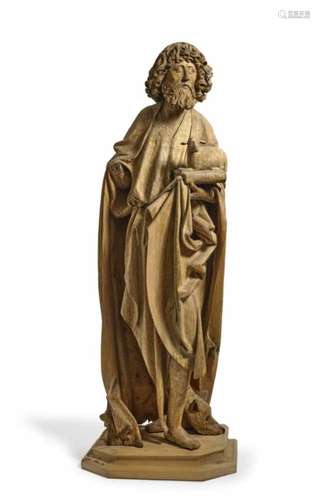 Saint John the BaptistUpper Swabia, circa 1470/80 Standing contrapposto turned slightly to the left,