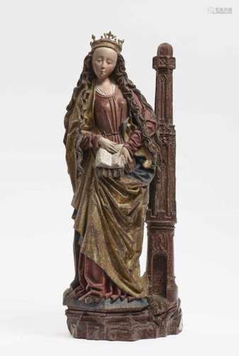 Saint BarbaraLower Rhine/Southern Netherlands, circa 1480/90 Standing contrapposto on a polygonal