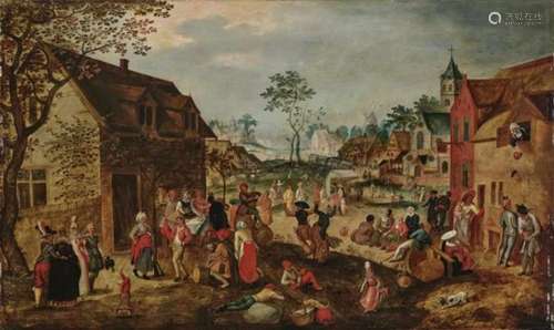 Attributed to Peeter Baltens, 1527/28 - Antwerp - 1584Village Fair Left (on the tree trunk),