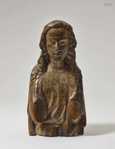 Female SaintMiddle Rhine, 2nd half of the 14th Century Walnut, carved in full round, scuffed,