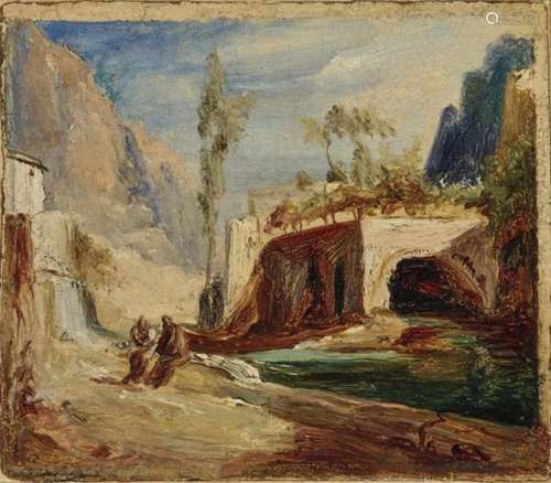 Carl Blechen, 1798 Cottbus - 1840 BerlinThe Valley of the Mills, Amalfi Oil on paper mounted on