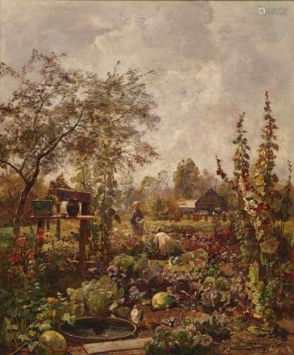 Emil Jakob Schindler, 1842 Vienna - 1892 Westerland / SyltVegetable Garden in Goisern Signed lower