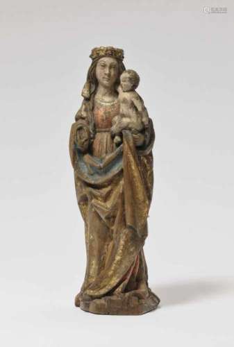 Virgin and ChildUlm, circa 1500 Limewood, reverse flattened, small losses. Old polychrome painting
