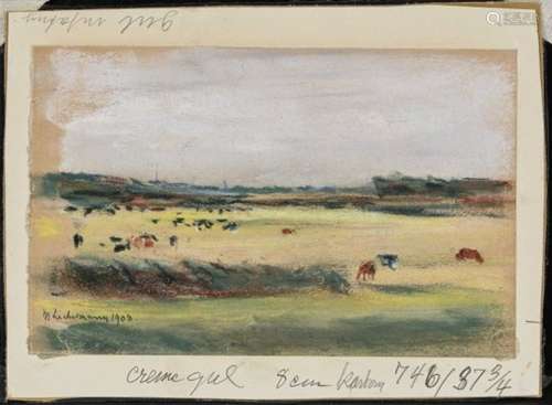 Max Liebermann, 1847 - Berlin - 1935Cows Grazing in a Landscape Signed lower left and dated 1908.