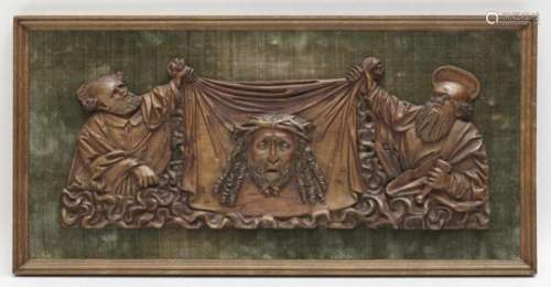 The Veil of VeronicaUpper Swabia, circa 1530 Limewood relief, minor losses. Mounted on panel,
