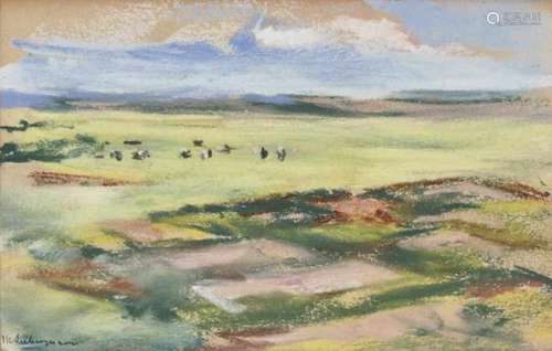 Max Liebermann, 1847 - Berlin - 1938Behind the Dunes Signed lower left. Verso remnants of a pastel