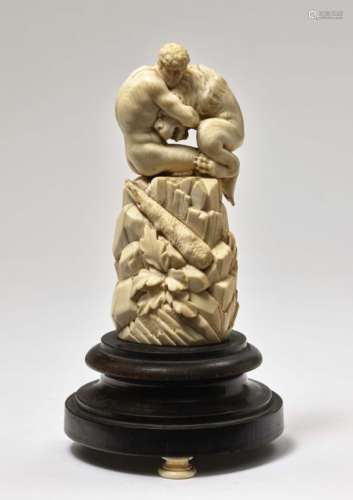 Hercules Defeats the Nemean LionSouth German, 16th/17th Century Ivory, carved in full round, small