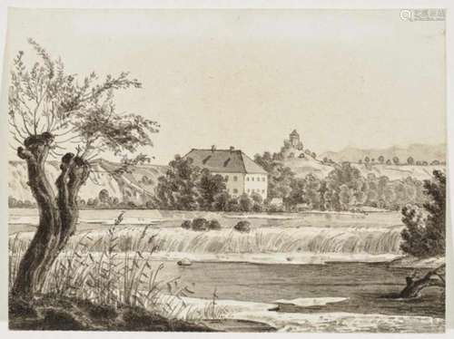 Attributed to Wilhelm ScheuchzerView of St. Emmeram Verso inscribed and dated ''um 1840''. Washed