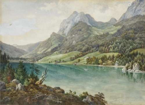 Michael LuegerA Mountain Lake (Urnerlake?) Signed lower left and dated 1840. Verso stamped ''Aus dem