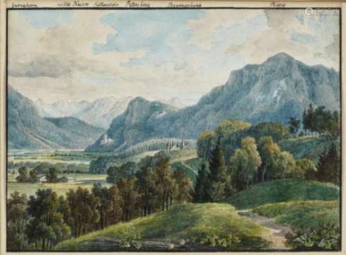 South German School, 19th CenturyA View over Brannenburg Verso attribution to Michael Lueger.