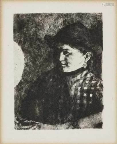 Wilhelm LeiblPeasant Wife in Plaid Jacket Etching on strong vellum (Billeter 14, II). 23.2 x 17.5