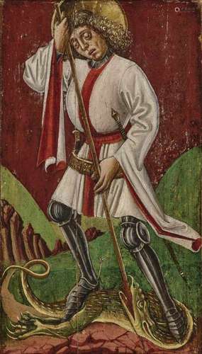 South German School 2nd half of the 15th CenturySaint George Tempera on panel, mounted on panel.