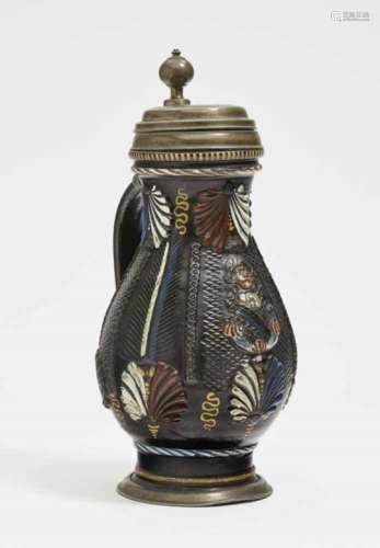 A Pear-Shaped JugAnnaberg, 2nd half of the 17th Century Stoneware with slip, decorated with