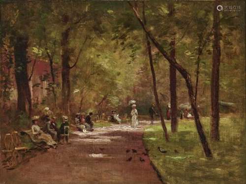 Attributed to Fritz SchiderIn the Park Inscribed on stretcher verso. Oil on canvas. 24.5 x 32.5