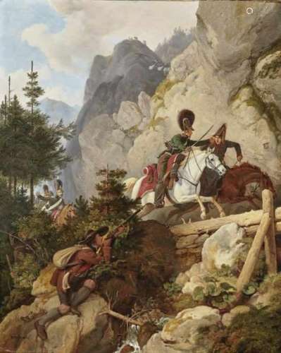 Peter von HessFrom the Tyrolean Rebellion in 1809 Signed lower left and dated 1826. Verso old