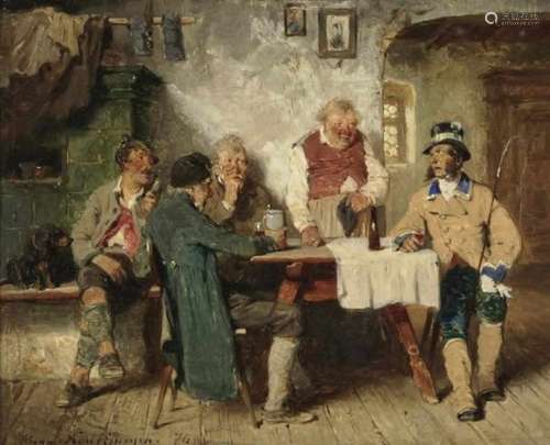 Hugo KauffmannA Coachman in the Tavern Signed lower left and dated (18)76. Verso inscribed and