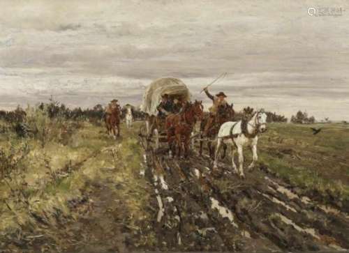 Wilhelm VeltenRaid on a Carriage Signed lower right and inscribed ''München''. Oil on panel. 23.3