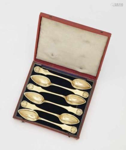 Six TeaspoonsAugsburg, 1833 - 1834, Johann Georg Chr. Neuss Silver, gold-plated. Hallmarked (