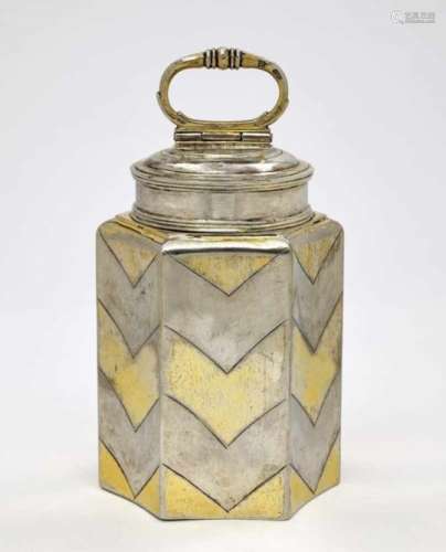 A Silver Screw-Top CanisterDated 1660 Silver, partly gilt. Engraved decoration, date engraved on the