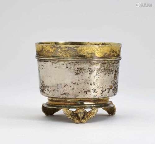 A Small Beaker17th Century Silver, partly gold-plated. Height 6.5 cm. 94 grams.Cups, Angel, Home,