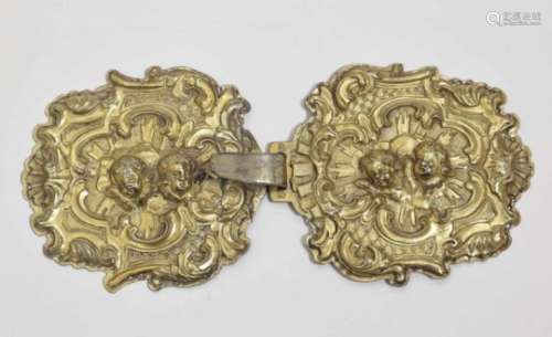 A Two-Piece Belt BuckleGerman, circa 1740, master W. R. Silver, gold-plated. Eagle mark, mark for