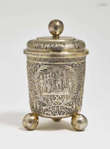 A Beaker with Cover and Ball FeetHamburg, probably early 18th Century, Hans Ulrich Röhrs Silver,