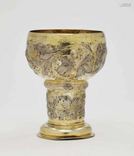 A Rummer CupNuremberg, circa 1665 - 1669 Reinhold Rühl Silver, partly gold-plated. Hammered and