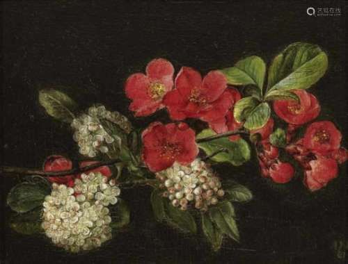 Danish School (?) circa 1861Still Life with Blossom Monogrammed lower right ''IN'' and dated (18)61.